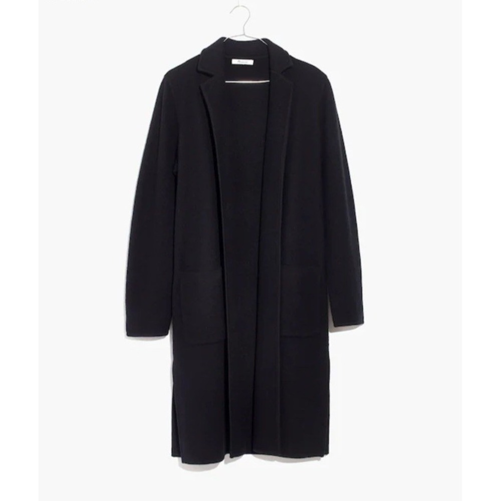 Madewell Camden Sweater Coat Open Front Sz S Wool Black
